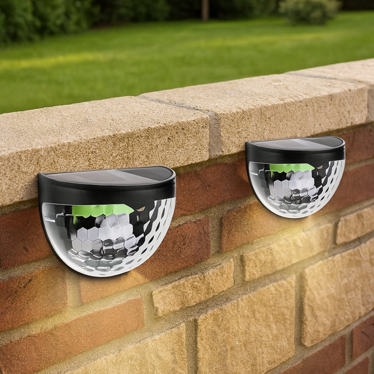 6 LED Solar Powered Wall Mount Fence Light with Honeycomb Shade Design (2 Pc Set) - Image 2