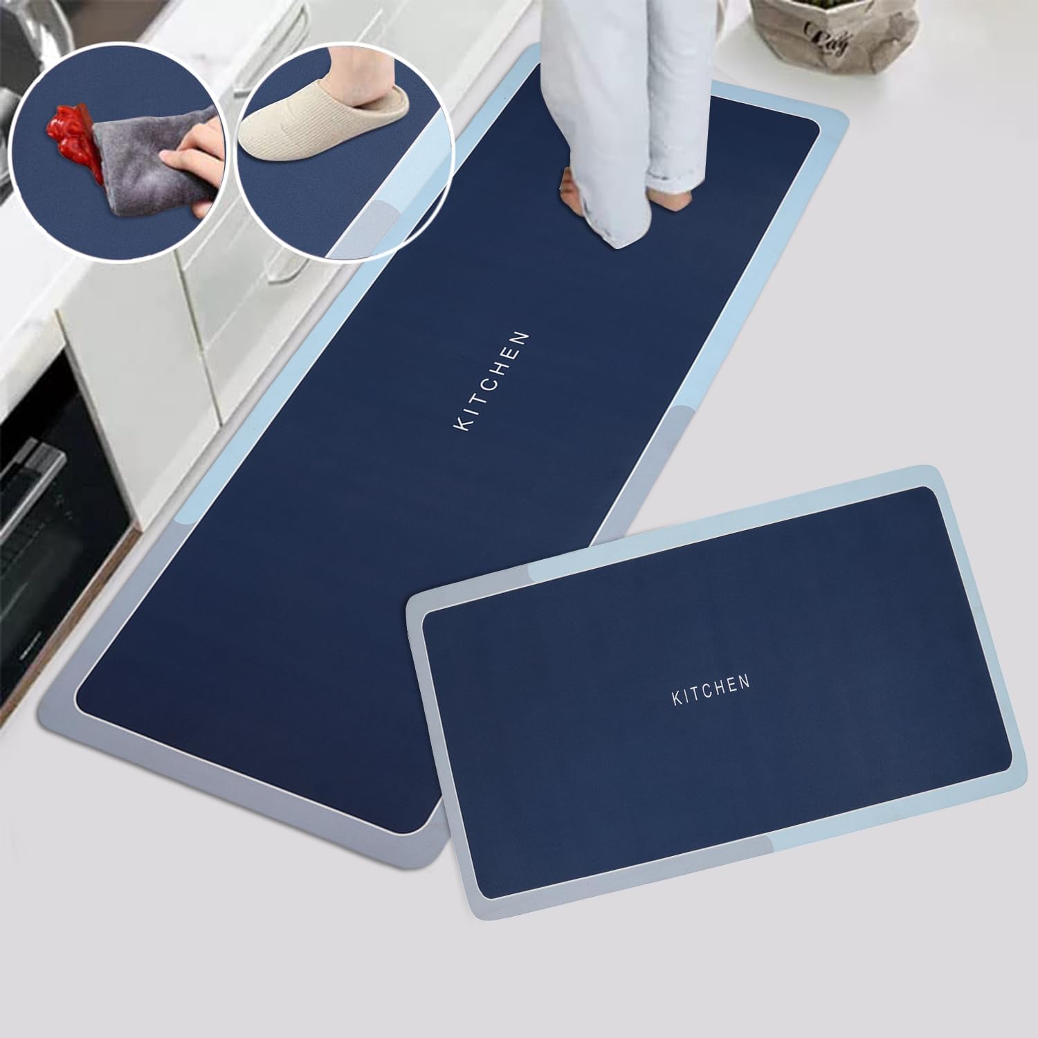 NILAY Rubber Kitchen Mats for Floor Set of 2 - Image 3