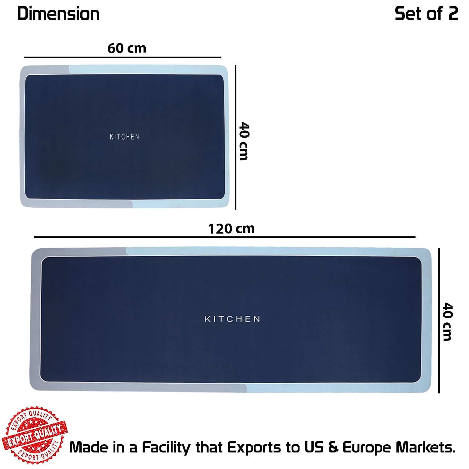 NILAY Rubber Kitchen Mats for Floor Set of 2 - Image 4