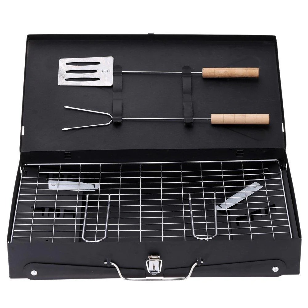 Stainless Steel Briefcase-Style Charcoal BBQ Grill - Image 4
