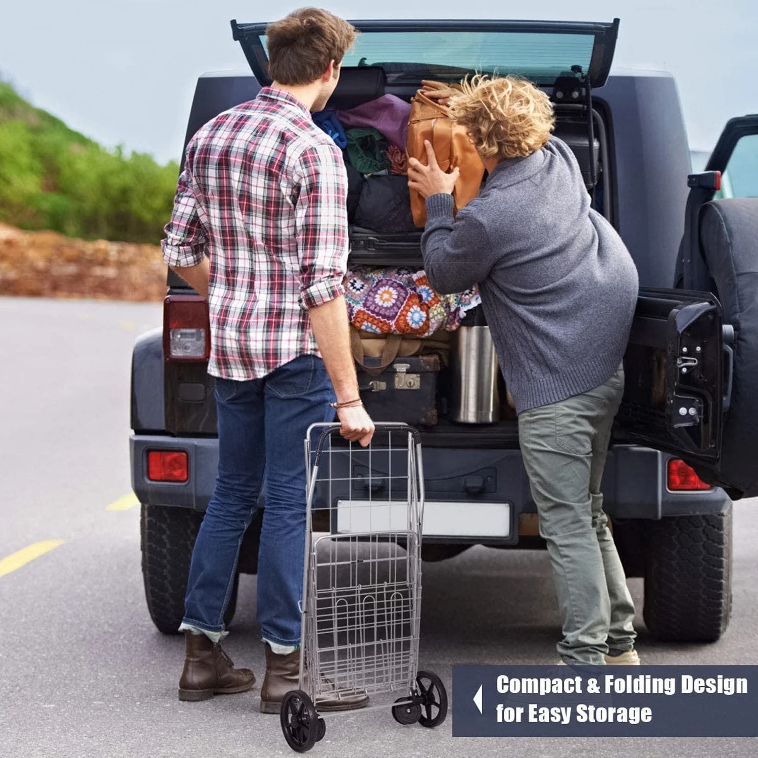 Foldable Shopping Trolley with Wheels - Image 3