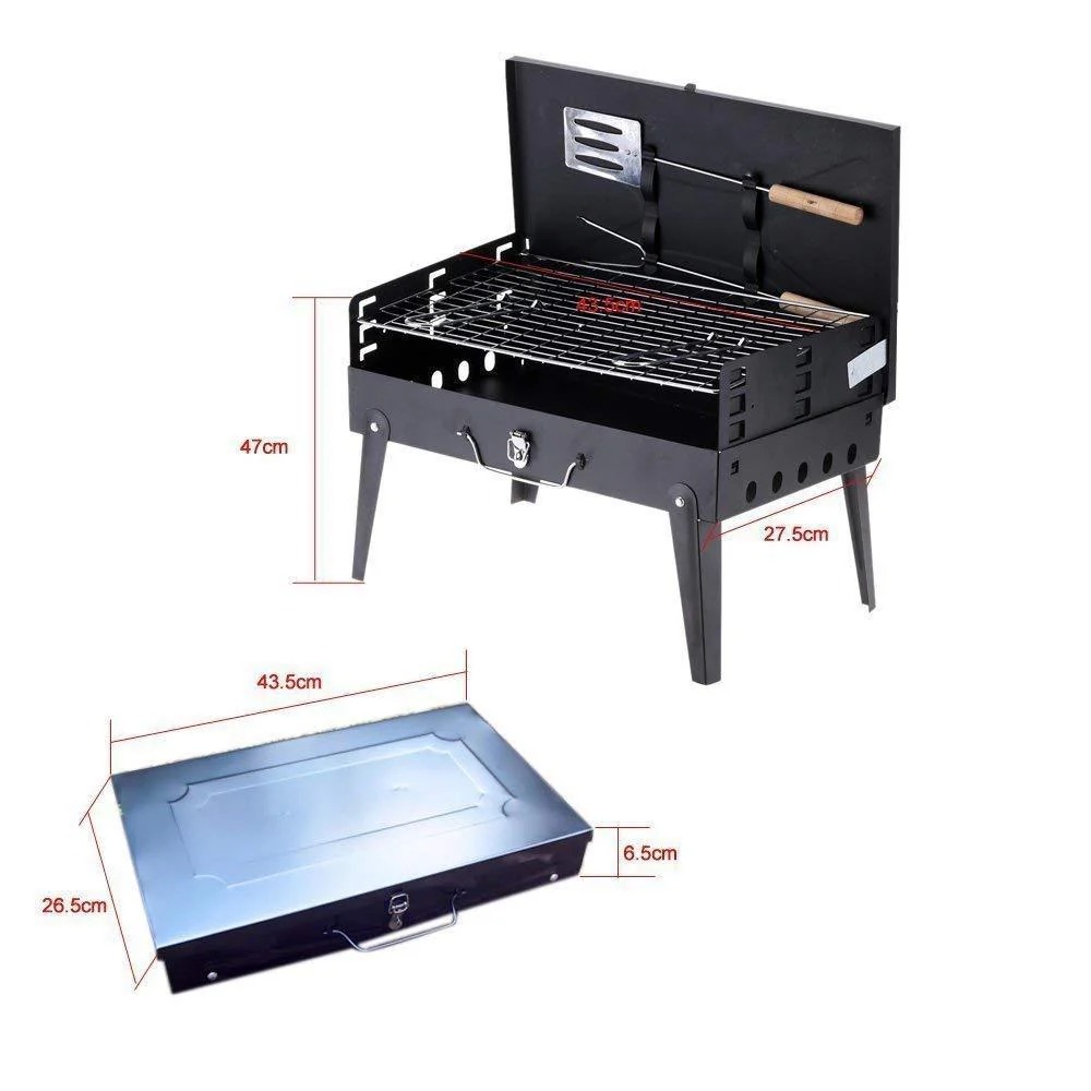 Stainless Steel Briefcase-Style Charcoal BBQ Grill - Image 3