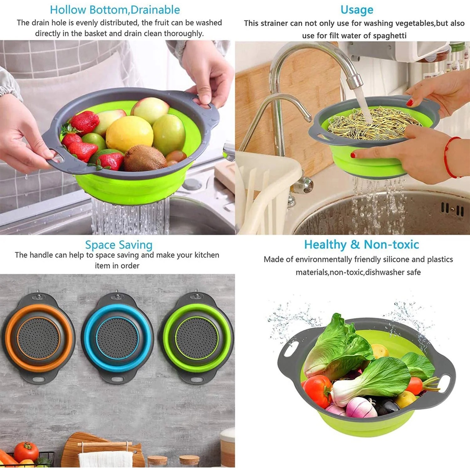 Foldable Round Silicone Strainer - Image 8