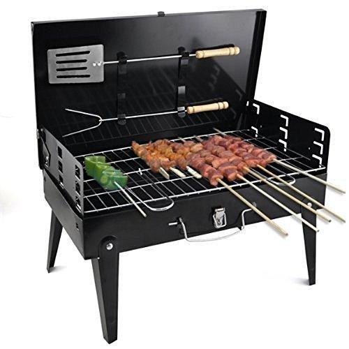 Stainless Steel Briefcase-Style Charcoal BBQ Grill Stainless Steel Briefcase-Style Charcoal BBQ Grill