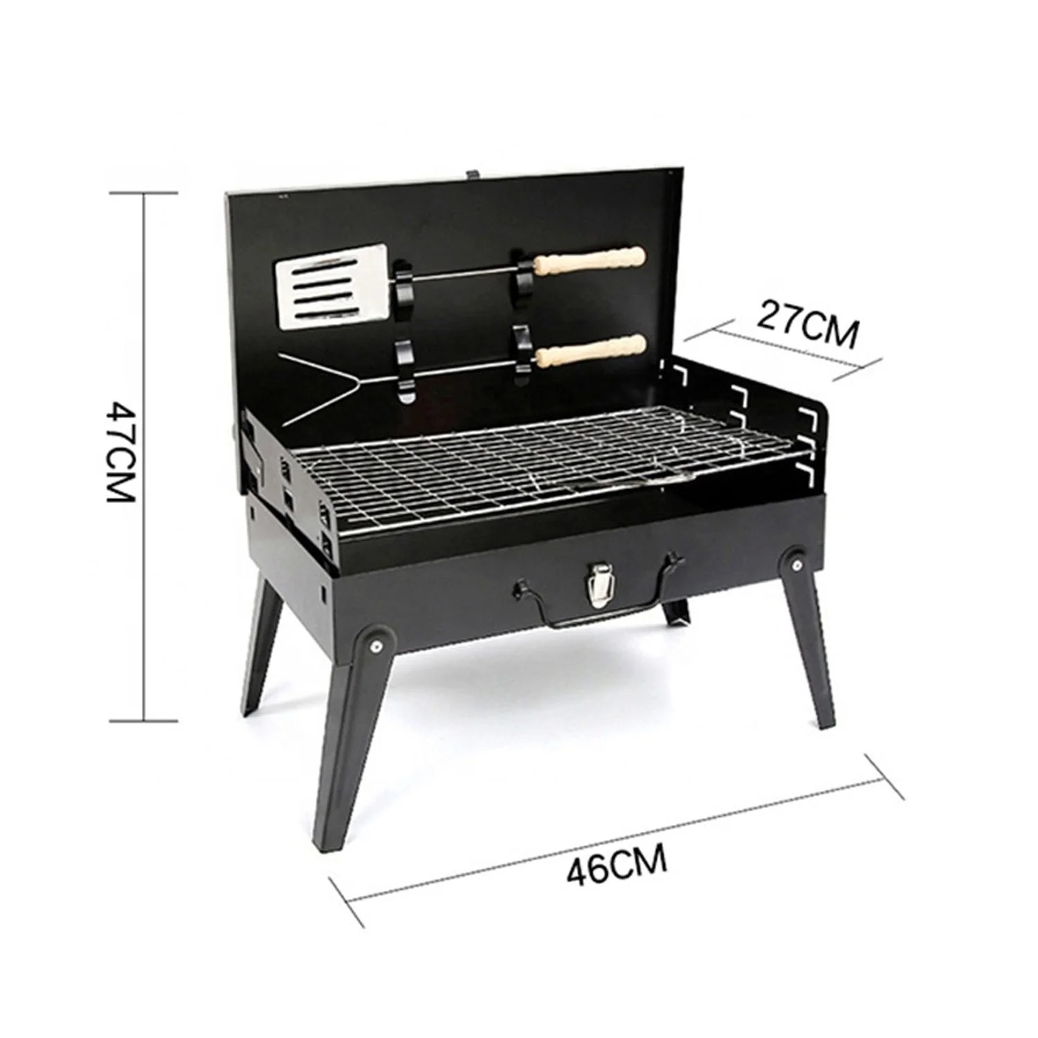 Stainless Steel Briefcase-Style Charcoal BBQ Grill - Image 2