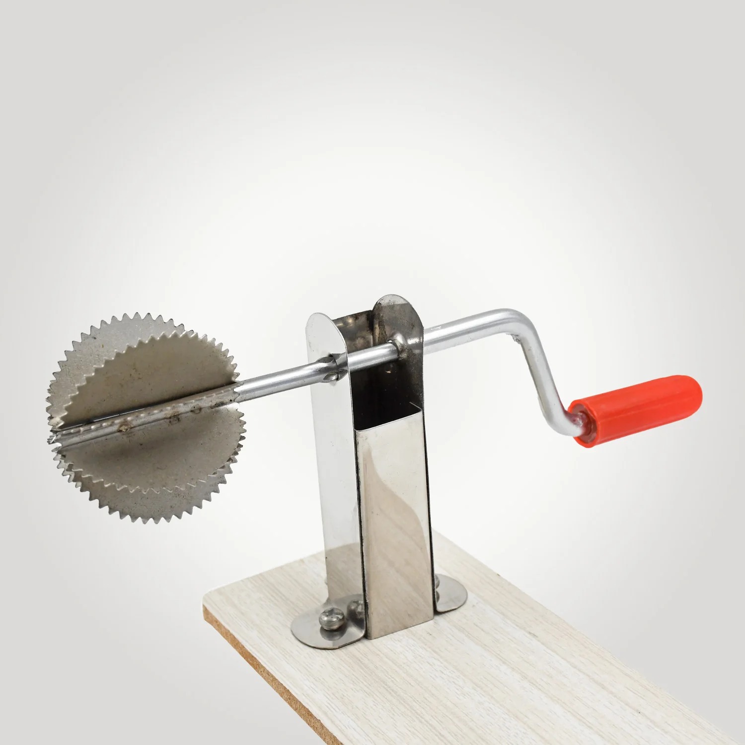 Stainless Steel Coconut Scraper with Wooden Base