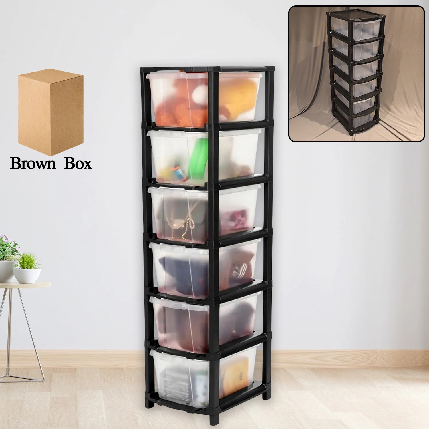 6-Layer Modular Plastic Drawer Storage Cabinet - Image 2